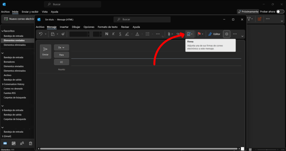 nuevo correo outlook firma